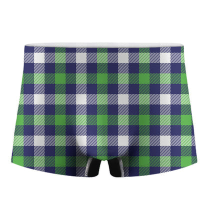 Green Blue And White Buffalo Plaid Print Men's Boxer Briefs