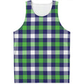 Green Blue And White Buffalo Plaid Print Men's Tank Top