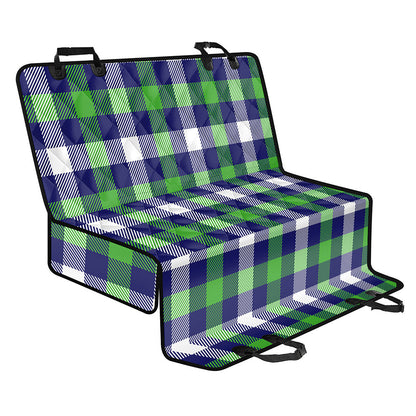Green Blue And White Buffalo Plaid Print Pet Car Back Seat Cover