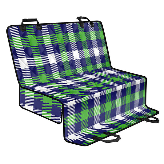 Green Blue And White Buffalo Plaid Print Pet Car Back Seat Cover