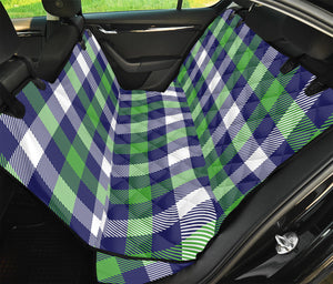 Green Blue And White Buffalo Plaid Print Pet Car Back Seat Cover