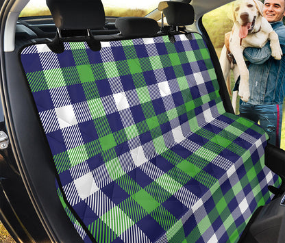 Green Blue And White Buffalo Plaid Print Pet Car Back Seat Cover