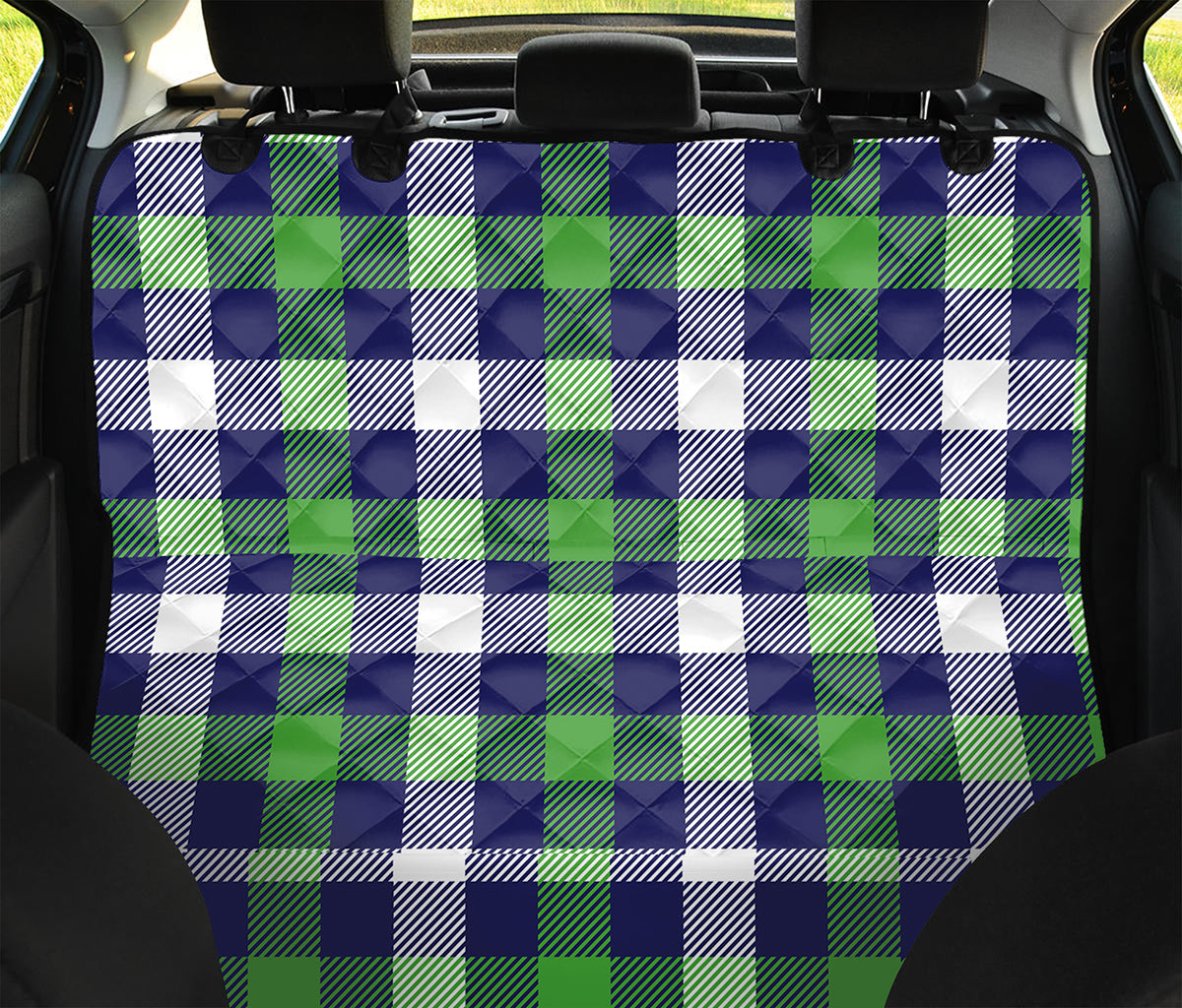Green Blue And White Buffalo Plaid Print Pet Car Back Seat Cover