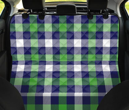 Green Blue And White Buffalo Plaid Print Pet Car Back Seat Cover