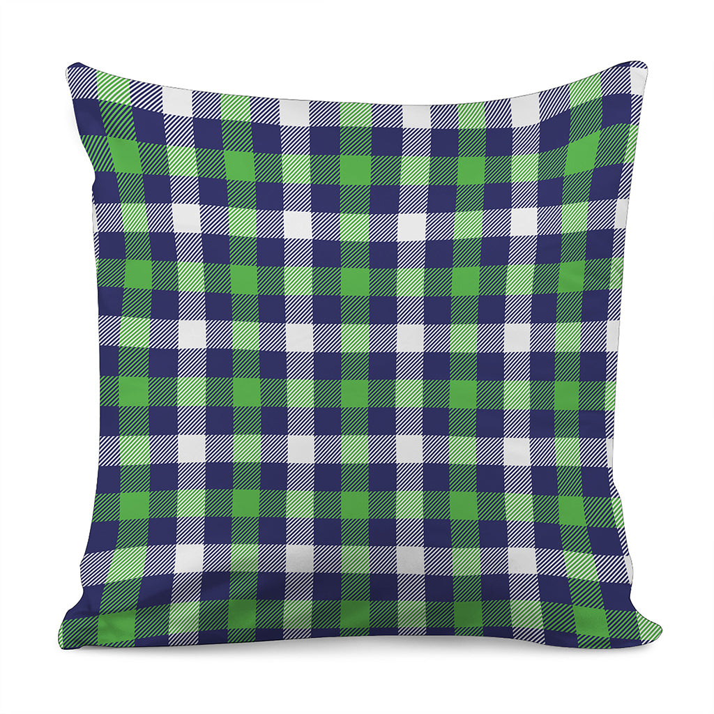 Green Blue And White Buffalo Plaid Print Pillow Cover