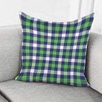 Green Blue And White Buffalo Plaid Print Pillow Cover
