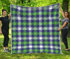 Green Blue And White Buffalo Plaid Print Quilt