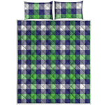 Green Blue And White Buffalo Plaid Print Quilt Bed Set