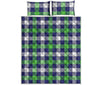 Green Blue And White Buffalo Plaid Print Quilt Bed Set