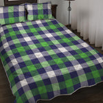 Green Blue And White Buffalo Plaid Print Quilt Bed Set