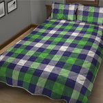 Green Blue And White Buffalo Plaid Print Quilt Bed Set
