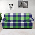 Green Blue And White Buffalo Plaid Print Sofa Cover