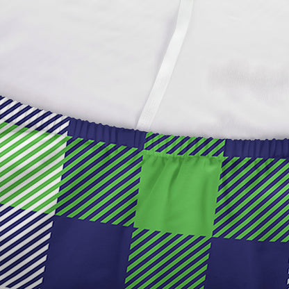 Green Blue And White Buffalo Plaid Print Sofa Cover