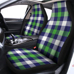 Green Blue And White Buffalo Plaid Print Universal Fit Car Seat Covers