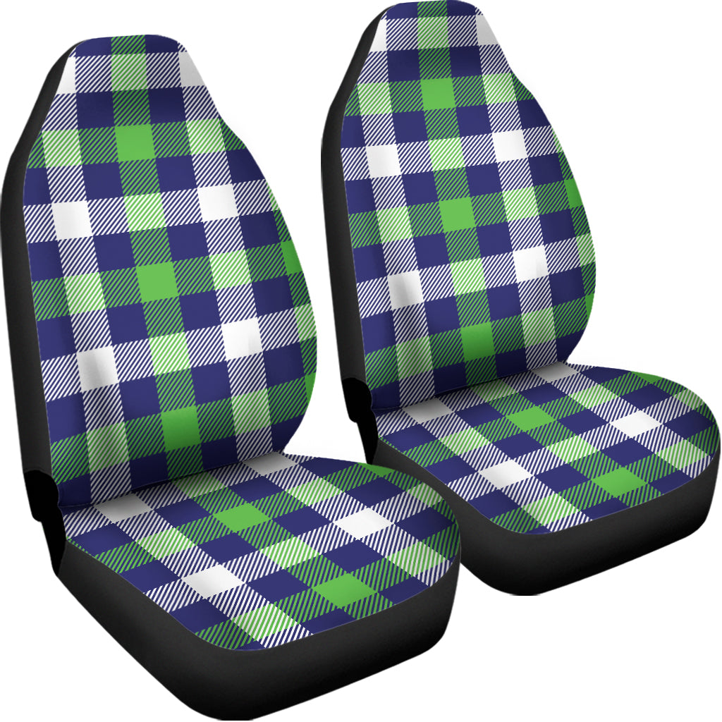Green Blue And White Buffalo Plaid Print Universal Fit Car Seat Covers