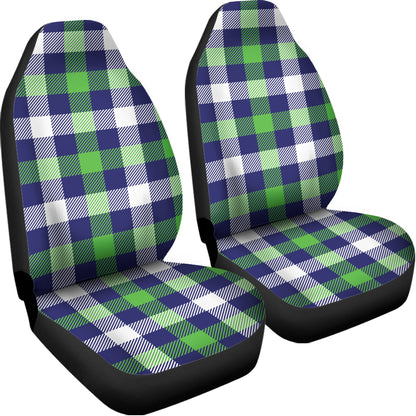 Green Blue And White Buffalo Plaid Print Universal Fit Car Seat Covers