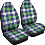 Green Blue And White Buffalo Plaid Print Universal Fit Car Seat Covers