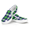 Green Blue And White Buffalo Plaid Print White Slip On Sneakers