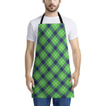 Green Blue And White Plaid Pattern Print Apron