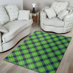 Green Blue And White Plaid Pattern Print Area Rug