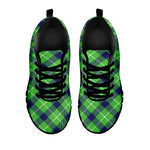 Green Blue And White Plaid Pattern Print Black Sneakers
