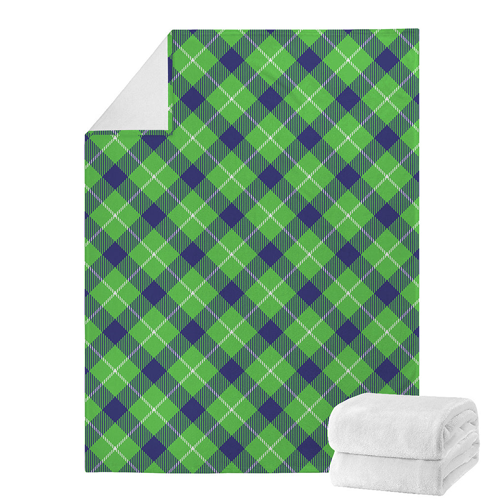 Green Blue And White Plaid Pattern Print Blanket