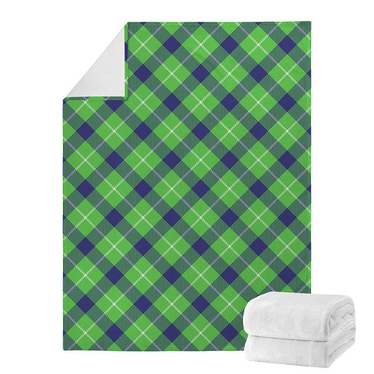 Green Blue And White Plaid Pattern Print Blanket