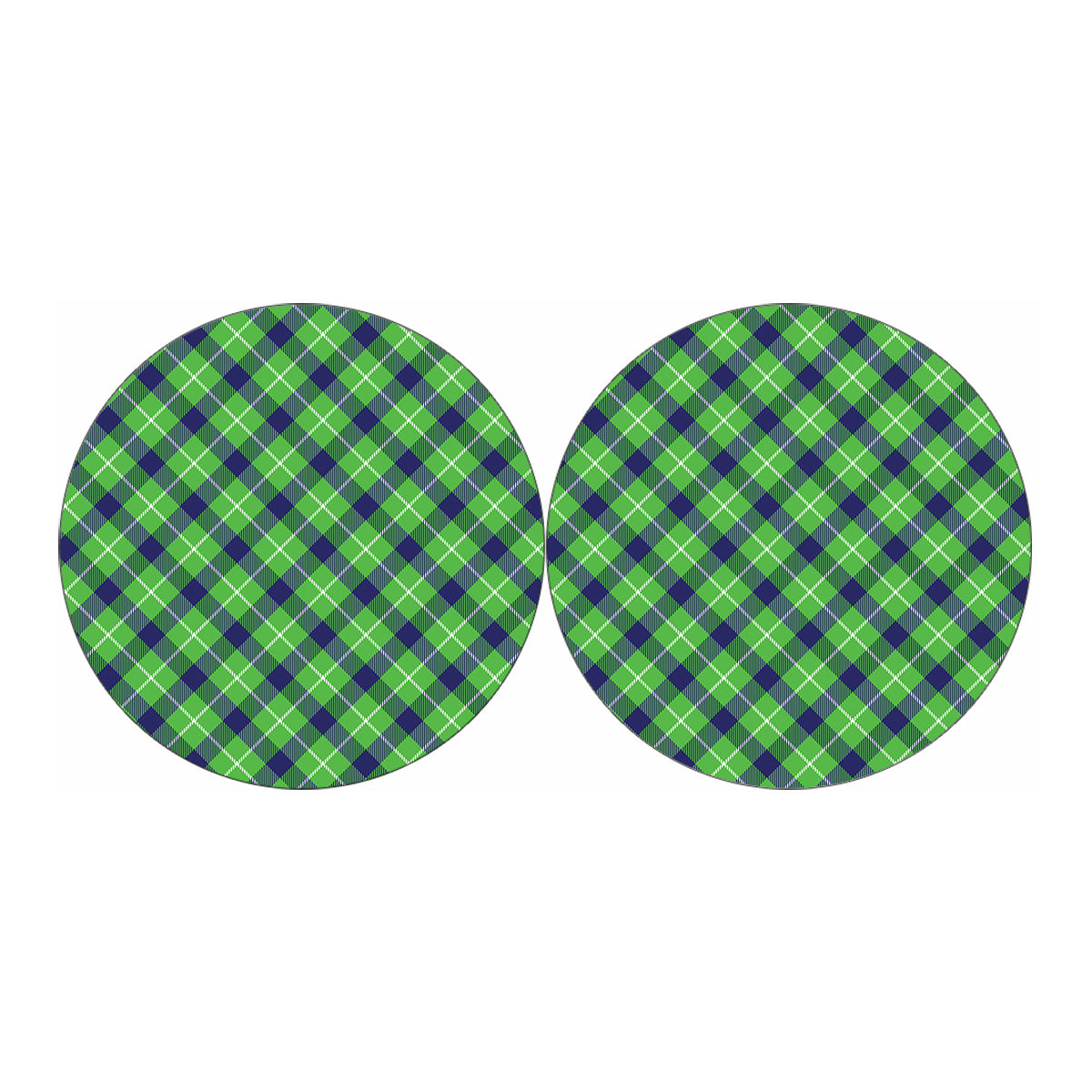 Green Blue And White Plaid Pattern Print Car Coasters