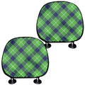 Green Blue And White Plaid Pattern Print Car Headrest Covers