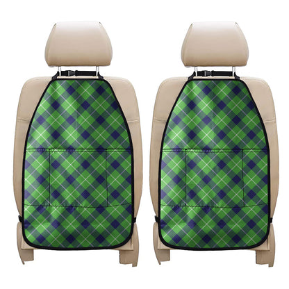 Green Blue And White Plaid Pattern Print Car Seat Organizers