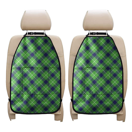 Green Blue And White Plaid Pattern Print Car Seat Organizers