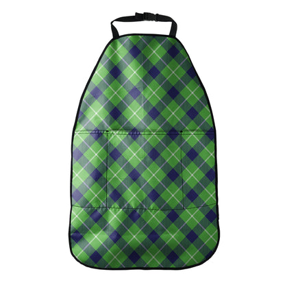 Green Blue And White Plaid Pattern Print Car Seat Organizers