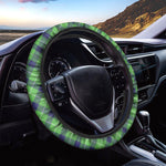 Green Blue And White Plaid Pattern Print Car Steering Wheel Cover