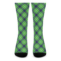 Green Blue And White Plaid Pattern Print Crew Socks