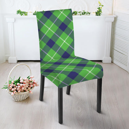 Green Blue And White Plaid Pattern Print Dining Chair Slipcover