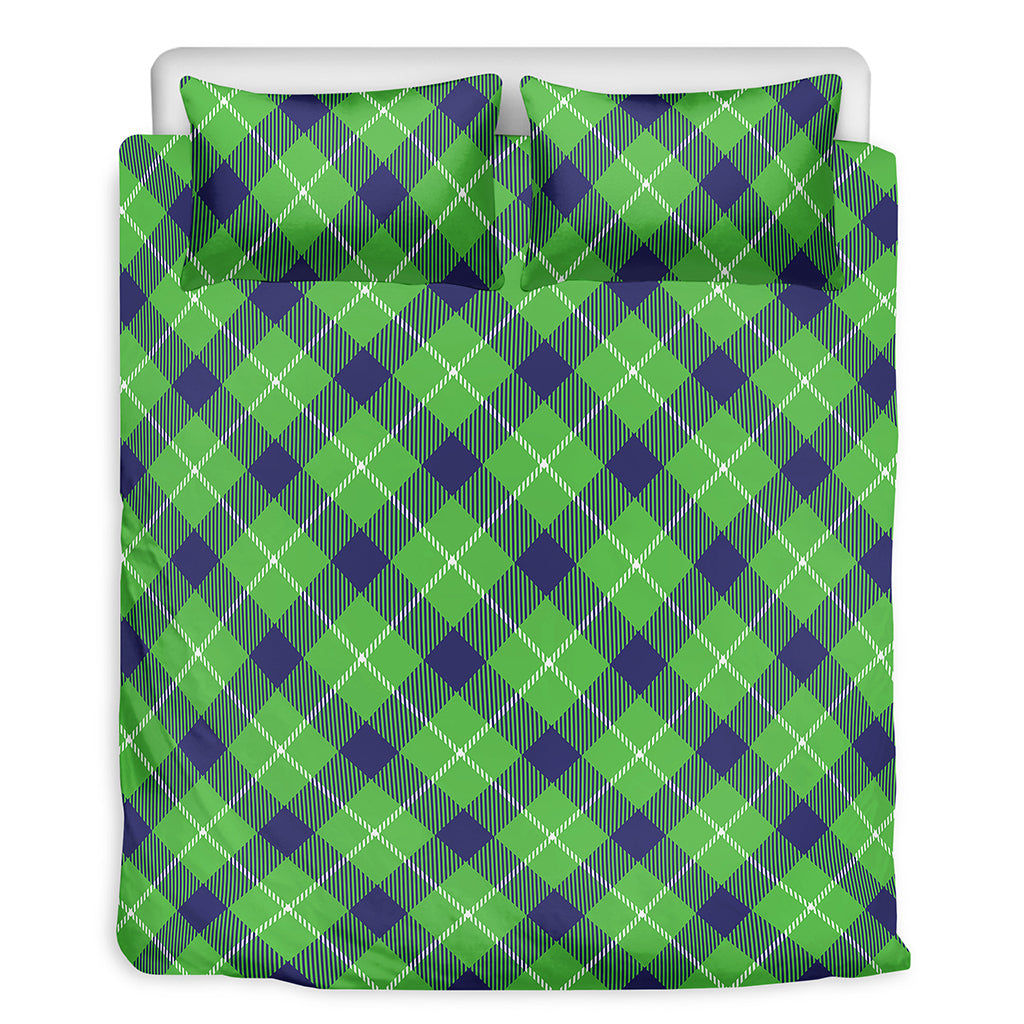 Green Blue And White Plaid Pattern Print Duvet Cover Bedding Set