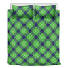 Green Blue And White Plaid Pattern Print Duvet Cover Bedding Set