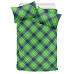 Green Blue And White Plaid Pattern Print Duvet Cover Bedding Set