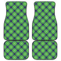 Green Blue And White Plaid Pattern Print Front and Back Car Floor Mats