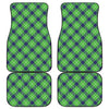 Green Blue And White Plaid Pattern Print Front and Back Car Floor Mats