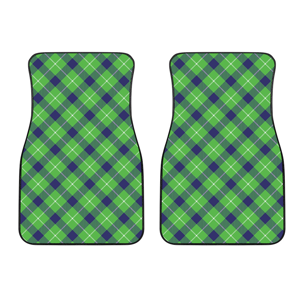 Green Blue And White Plaid Pattern Print Front Car Floor Mats