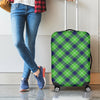 Green Blue And White Plaid Pattern Print Luggage Cover