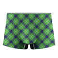 Green Blue And White Plaid Pattern Print Men's Boxer Briefs