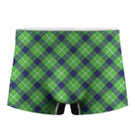 Green Blue And White Plaid Pattern Print Men's Boxer Briefs