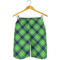 Green Blue And White Plaid Pattern Print Men's Shorts