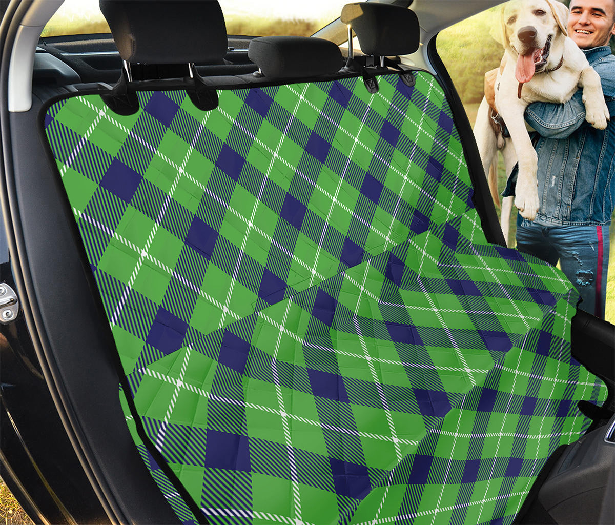 Green Blue And White Plaid Pattern Print Pet Car Back Seat Cover