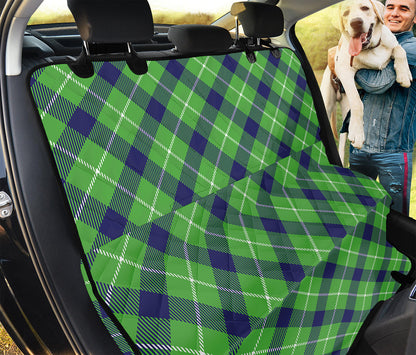 Green Blue And White Plaid Pattern Print Pet Car Back Seat Cover
