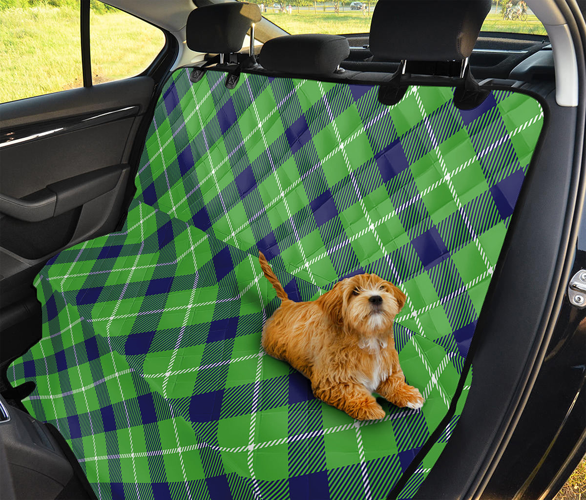 Green Blue And White Plaid Pattern Print Pet Car Back Seat Cover