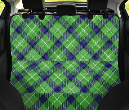 Green Blue And White Plaid Pattern Print Pet Car Back Seat Cover