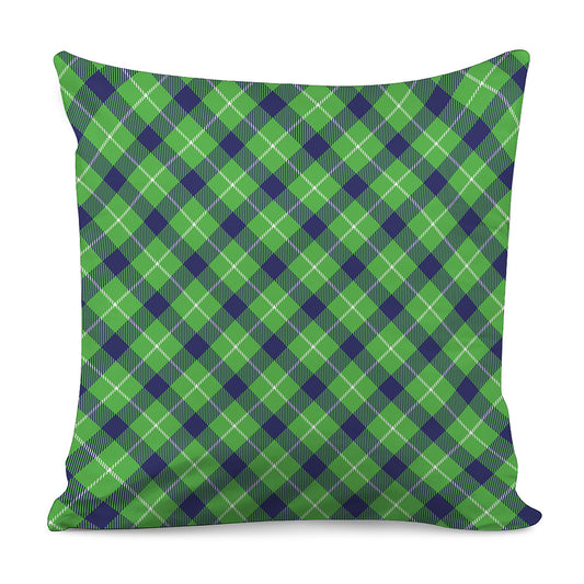 Green Blue And White Plaid Pattern Print Pillow Cover